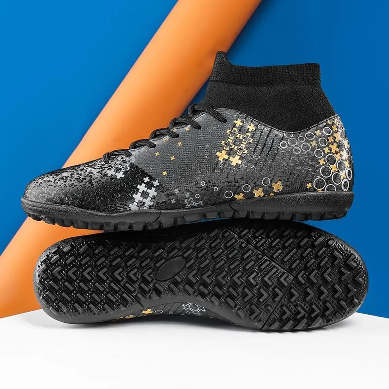 Football Cleats Men, Indoor Outdoor High Top Soccer Shoes Lightweight Resistant Training Boots Breathable Professional Turf Shoes Sport Athletic Ground Football Boots Soccer Cleats for Men