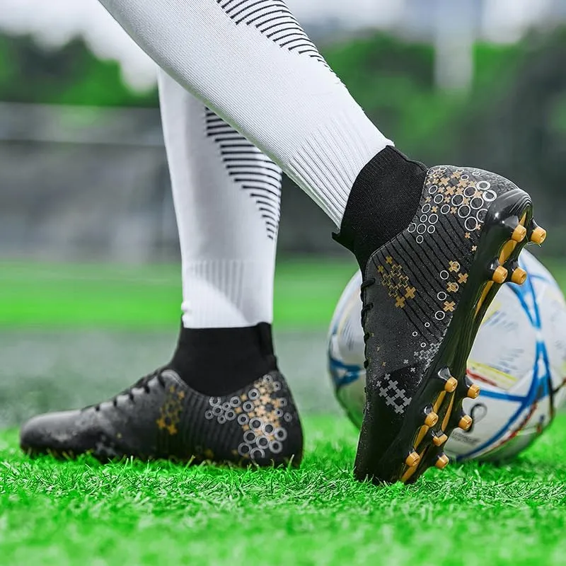 Football Cleats Men, Indoor Outdoor High Top Soccer Shoes Lightweight Resistant Training Boots Breathable Professional Turf Shoes Sport Athletic Ground Football Boots Soccer Cleats for Men