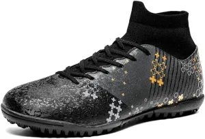 Football Cleats Men, Indoor Outdoor High Top Soccer Shoes Lightweight Resistant Training Boots Breathable Professional Turf Shoes Sport Athletic Ground Football Boots Soccer Cleats for Men