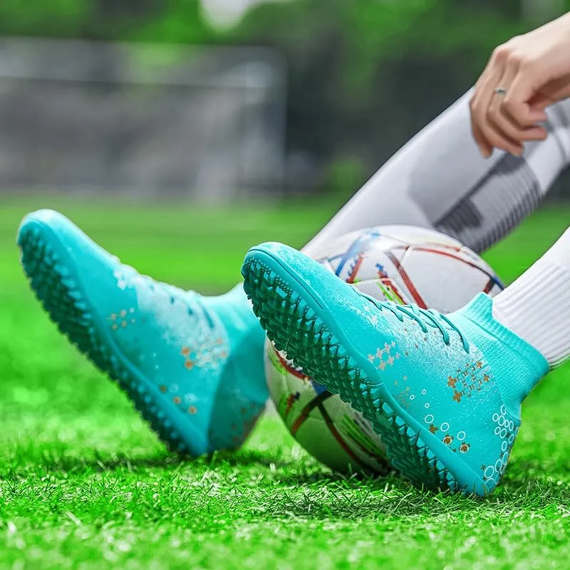 Football Cleats Men, Indoor Outdoor High Top Soccer Shoes Lightweight Resistant Training Boots Breathable Professional Turf Shoes Sport Athletic Ground Football Boots Soccer Cleats for Men