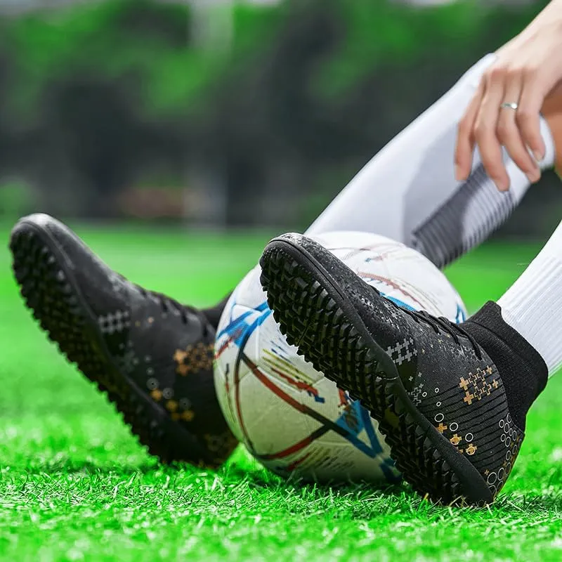 Football Cleats Men, Indoor Outdoor High Top Soccer Shoes Lightweight Resistant Training Boots Breathable Professional Turf Shoes Sport Athletic Ground Football Boots Soccer Cleats for Men