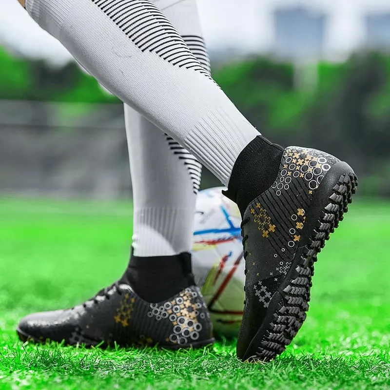 Football Cleats Men, Indoor Outdoor High Top Soccer Shoes Lightweight Resistant Training Boots Breathable Professional Turf Shoes Sport Athletic Ground Football Boots Soccer Cleats for Men