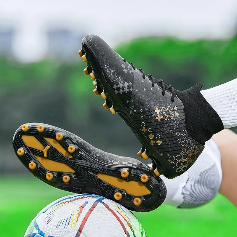 Football Cleats Men, Indoor Outdoor High Top Soccer Shoes Lightweight Resistant Training Boots Breathable Professional Turf Shoes Sport Athletic Ground Football Boots Soccer Cleats for Men