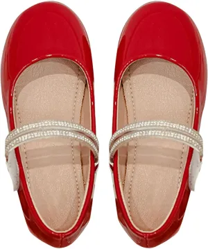 Girls Dress Shoes Patent Ballerina Flats Kids Toddler Girls Mary Jane Low Heels Shoes for Little Girl Dress up Shoes
