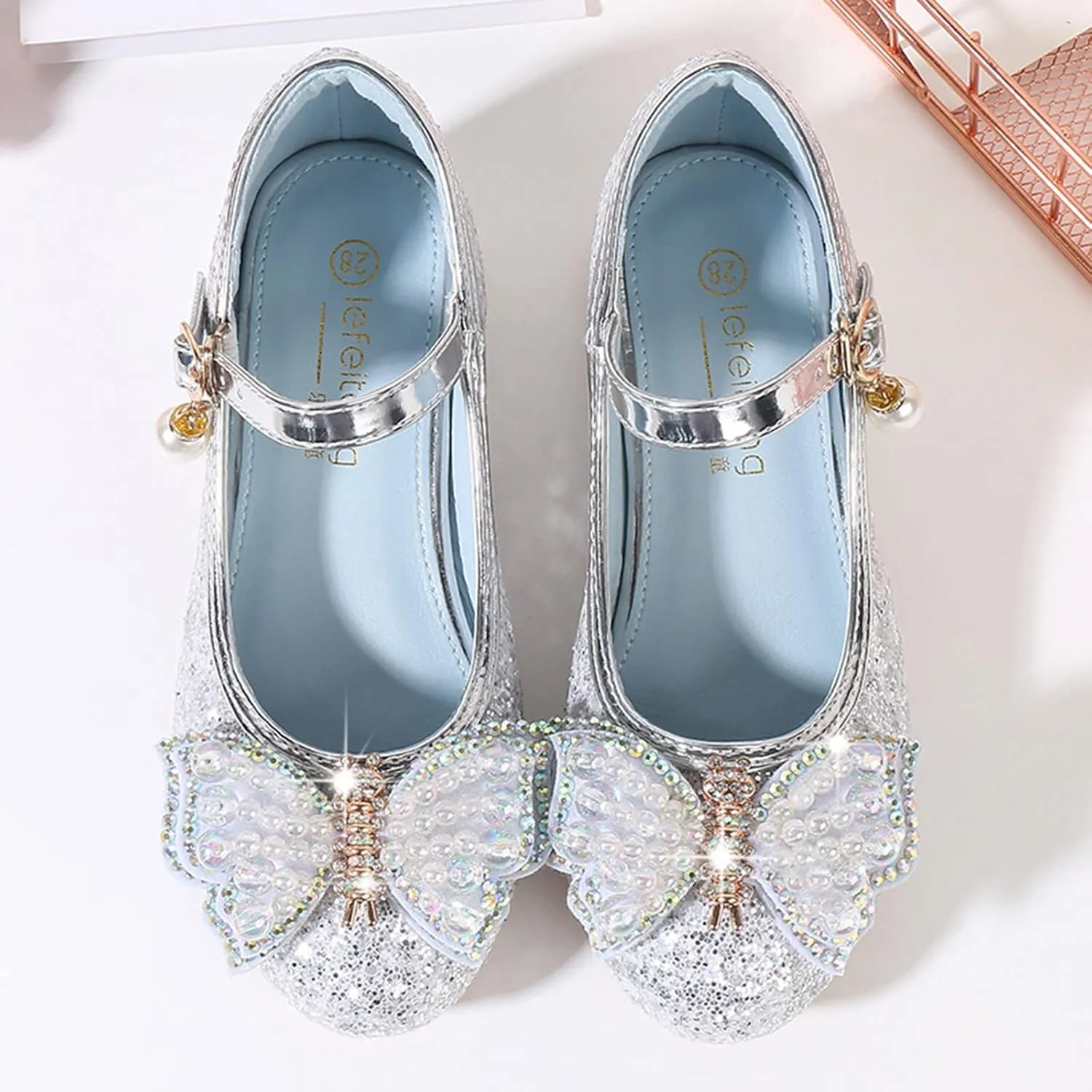 Girls Size 1 Sandals Toddler Little Kid Girls Dress Pumps Glitter Sequins Princess Bowknot Flip Flop Size 4