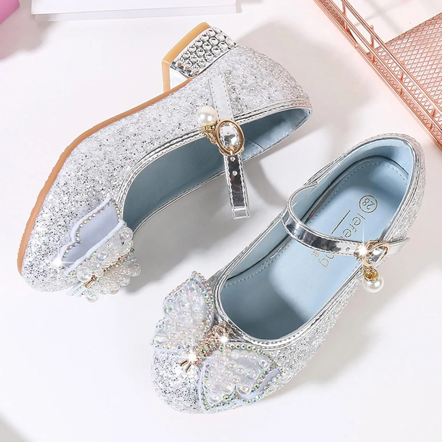 Girls Size 1 Sandals Toddler Little Kid Girls Dress Pumps Glitter Sequins Princess Bowknot Flip Flop Size 4