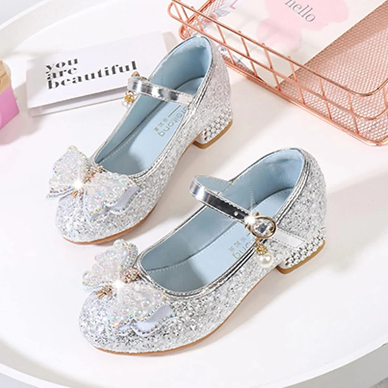 Girls Size 1 Sandals Toddler Little Kid Girls Dress Pumps Glitter Sequins Princess Bowknot Flip Flop Size 4
