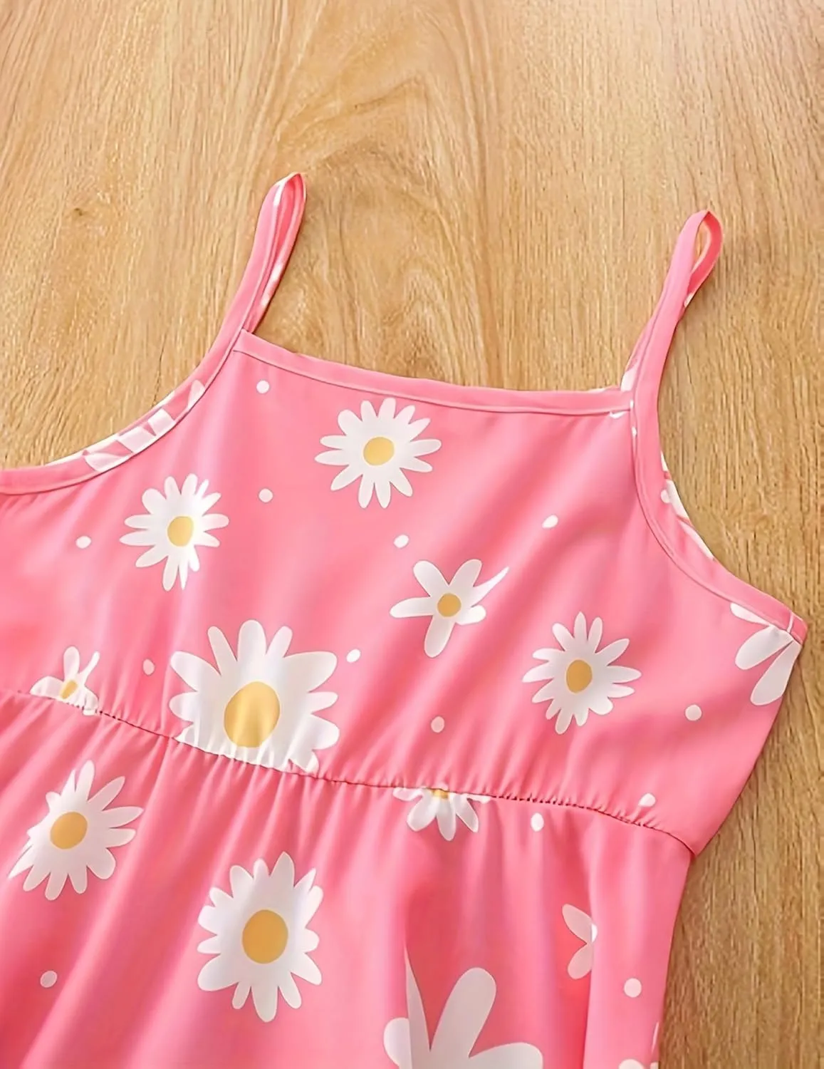 Girls Summer Dress with Hat Spaghetti Strap Cute Floral Sundress A-Line Swing Dresses for Casual Beach