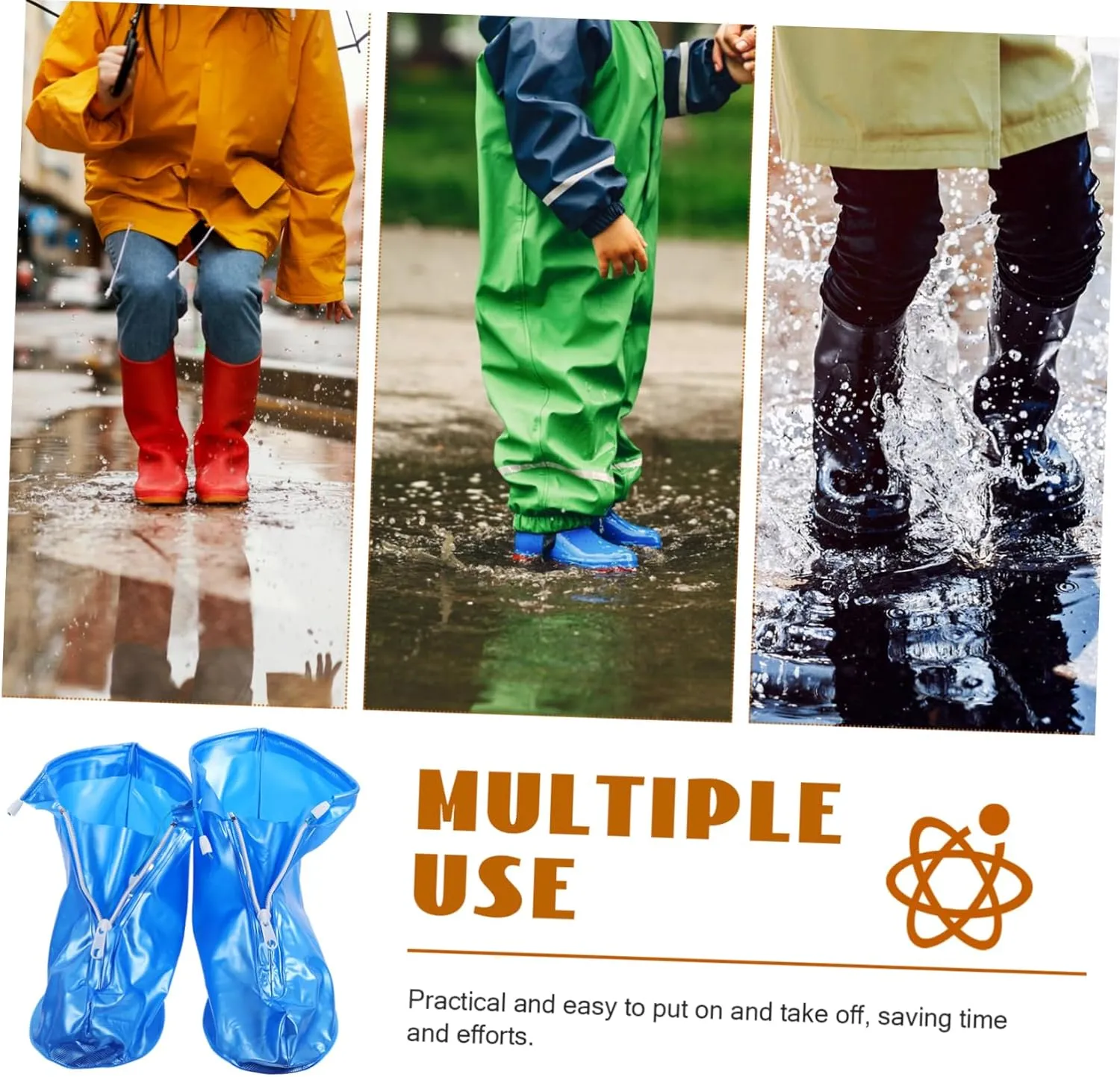 GLEAVI Reusable Rain Boot Protectors Waterproof Shoes Covers for Women Men Rainproof Overshoes Size 44-45