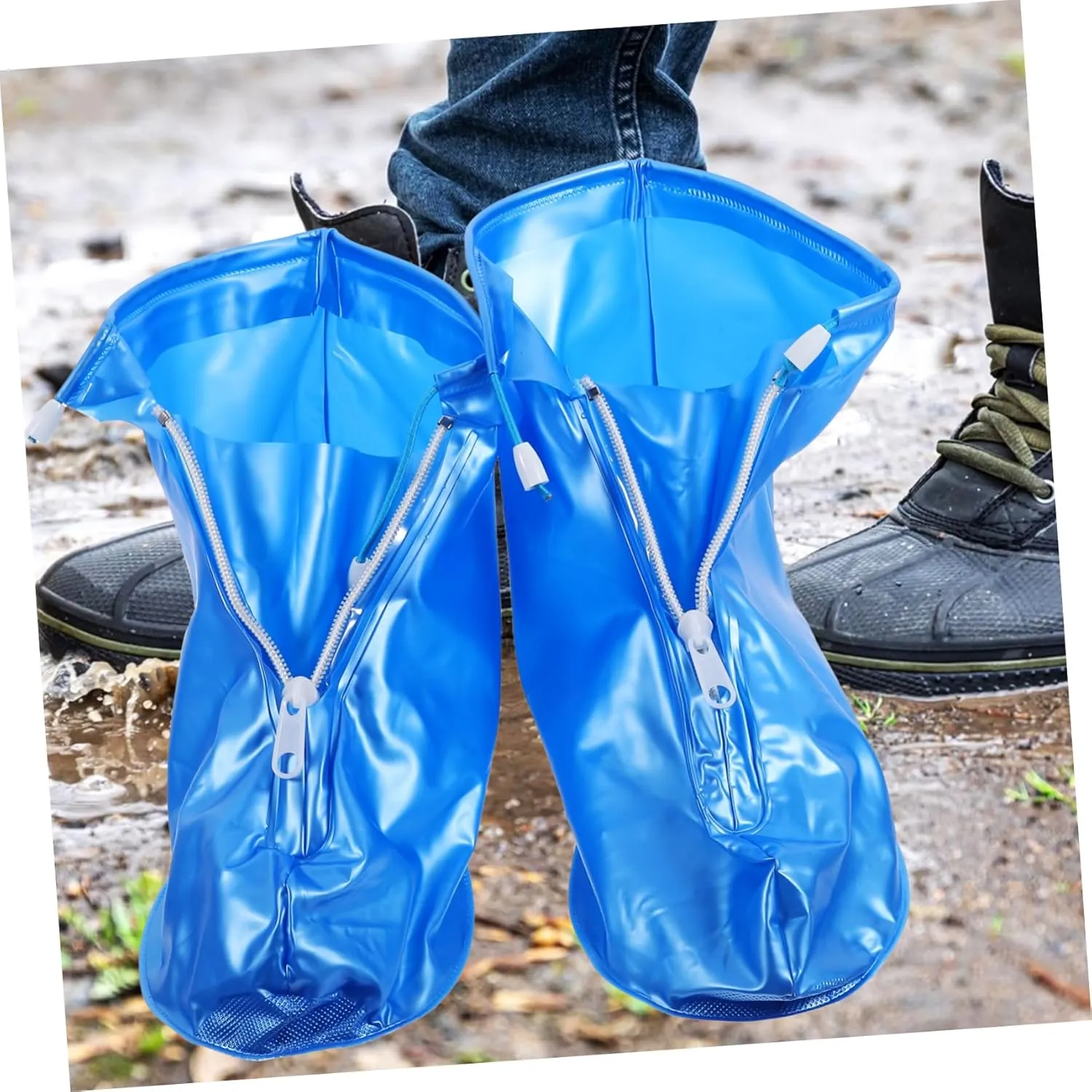 GLEAVI Reusable Rain Boot Protectors Waterproof Shoes Covers for Women Men Rainproof Overshoes Size 44-45