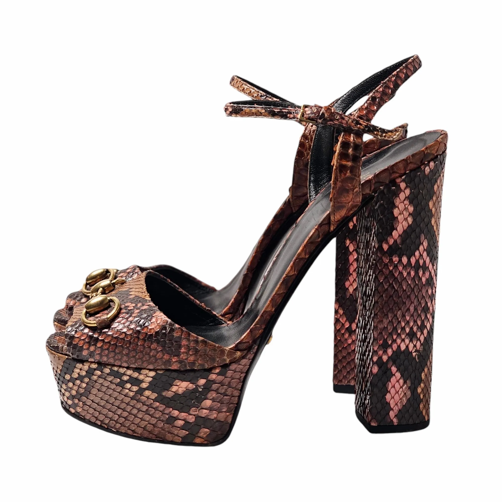 GUCCI HORSEBIT SNAKESKIN PLATFORM SANDAS EU 40/ UK 7