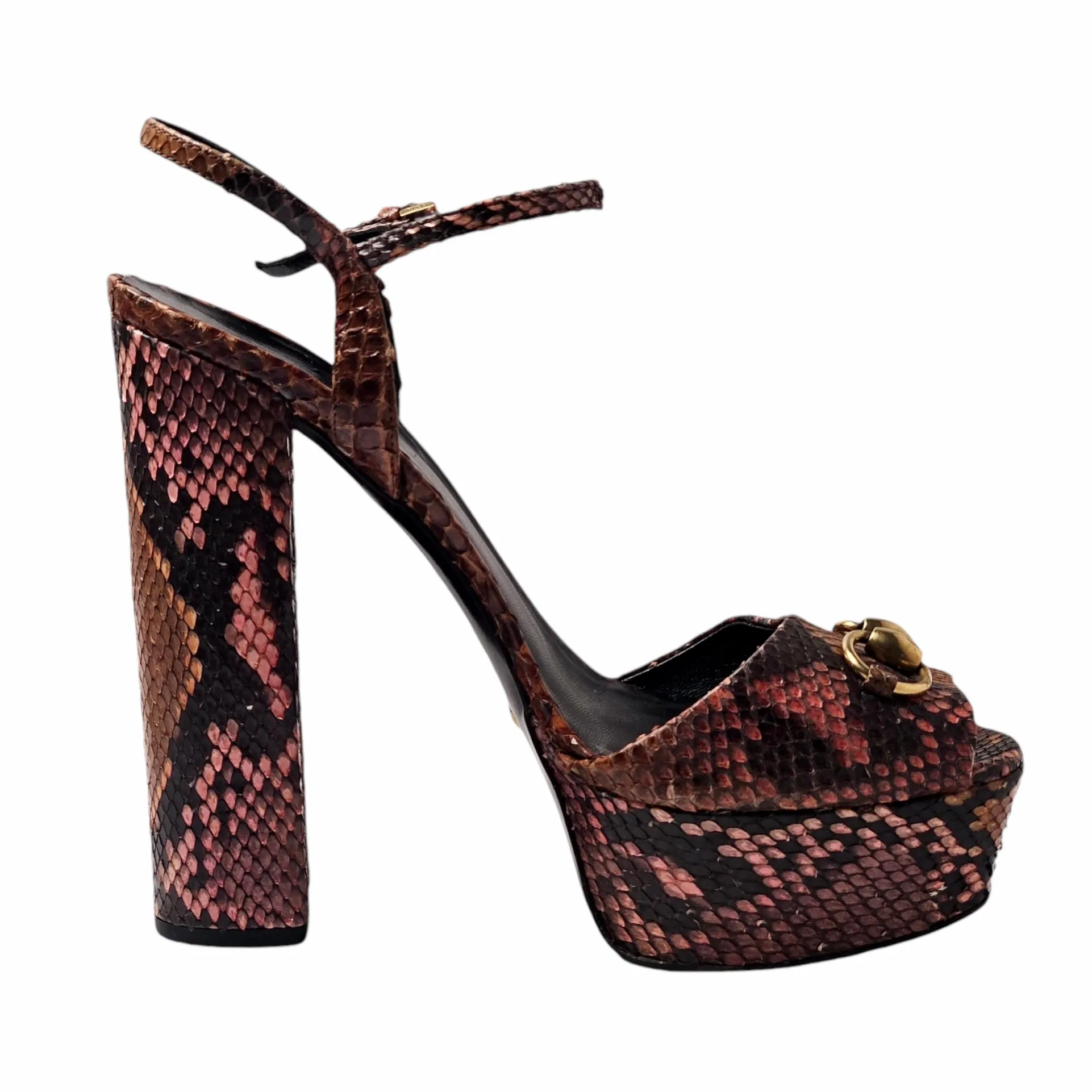 GUCCI HORSEBIT SNAKESKIN PLATFORM SANDAS EU 40/ UK 7