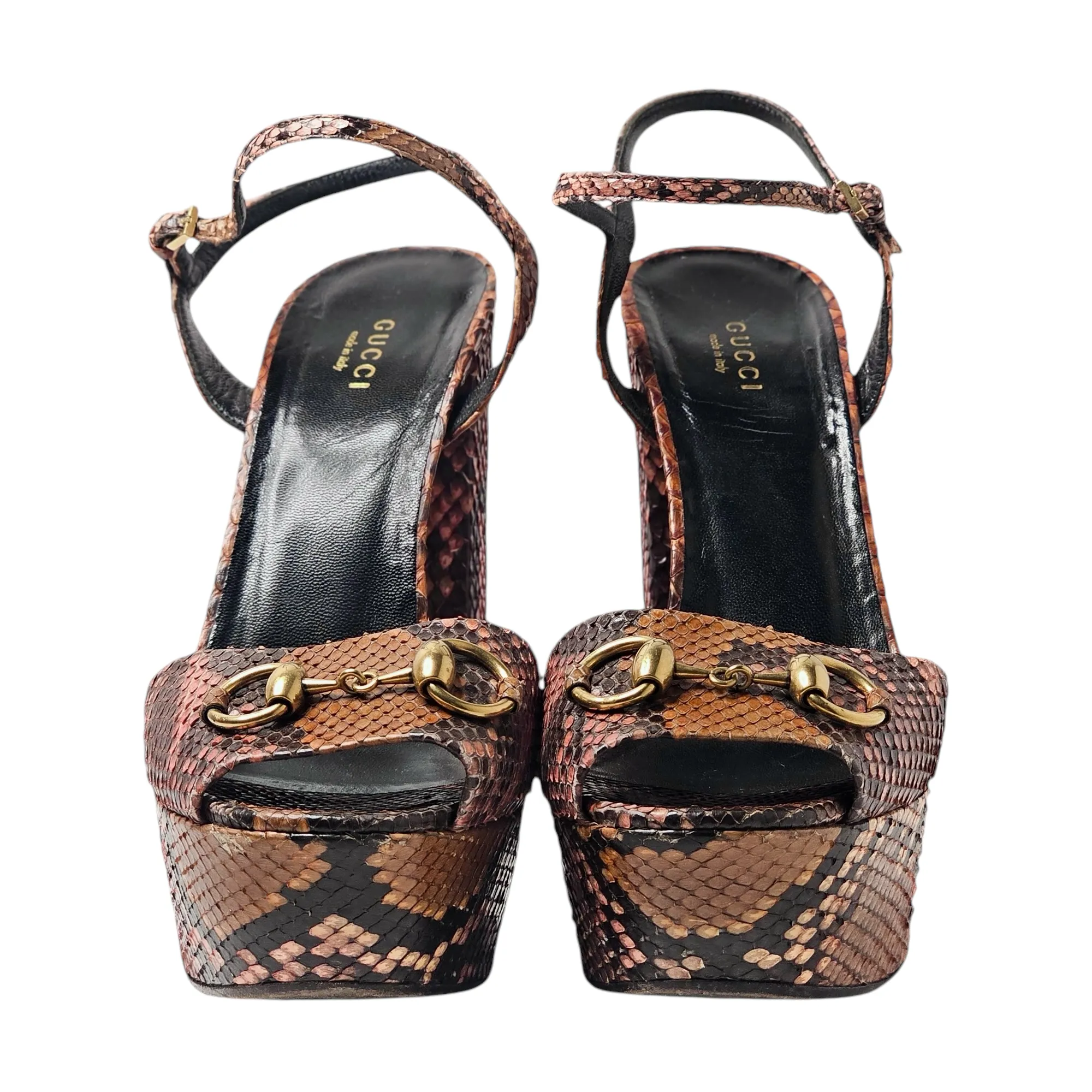 GUCCI HORSEBIT SNAKESKIN PLATFORM SANDAS EU 40/ UK 7