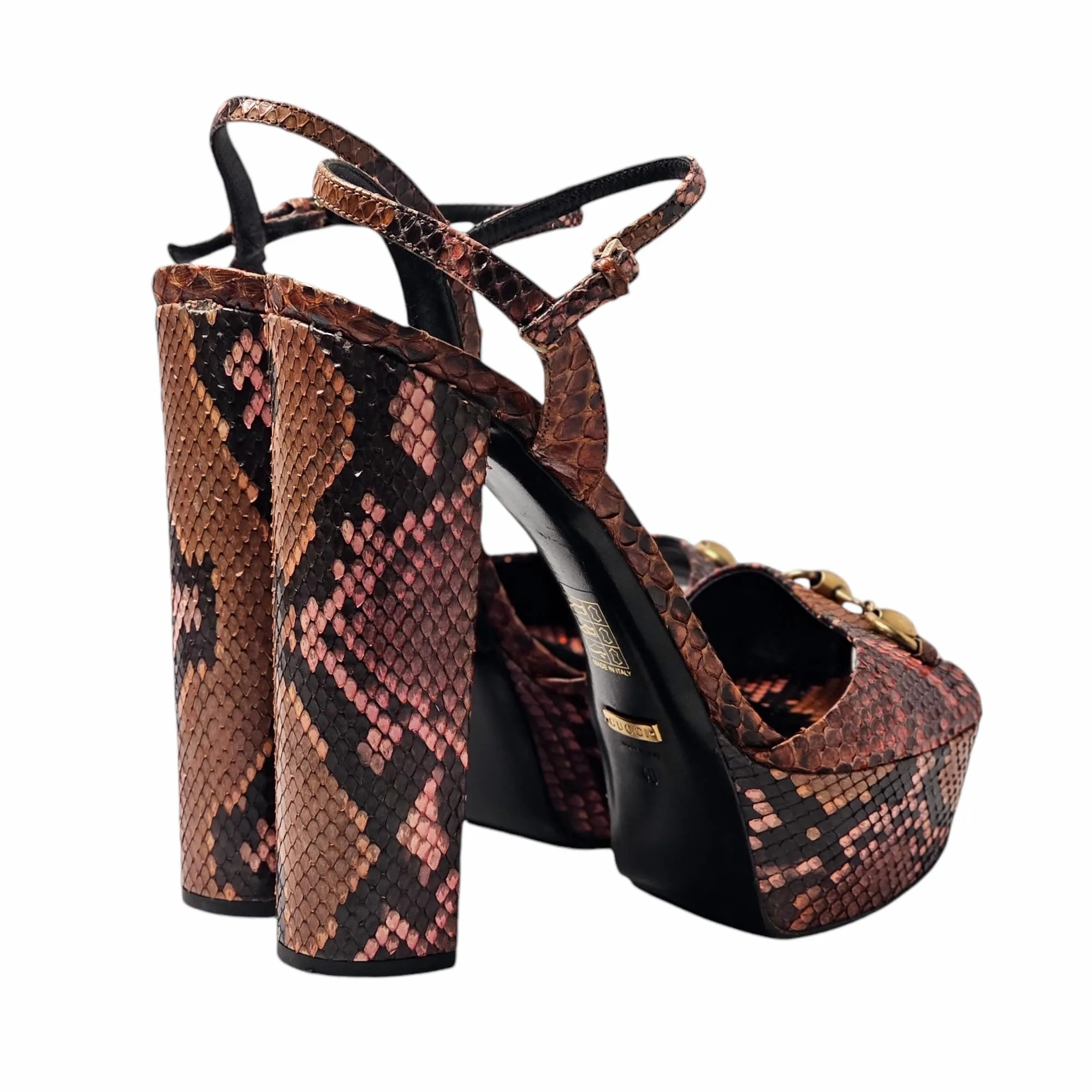 GUCCI HORSEBIT SNAKESKIN PLATFORM SANDAS EU 40/ UK 7