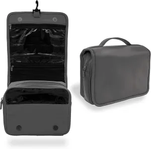 Hanging Toiletry Bag Vegan Leather, Magnetic & Zipper Closure, Travel Compact Design - Perfect for Organizing Toiletries, Makeup, and More, Hold 8-inch Containers.