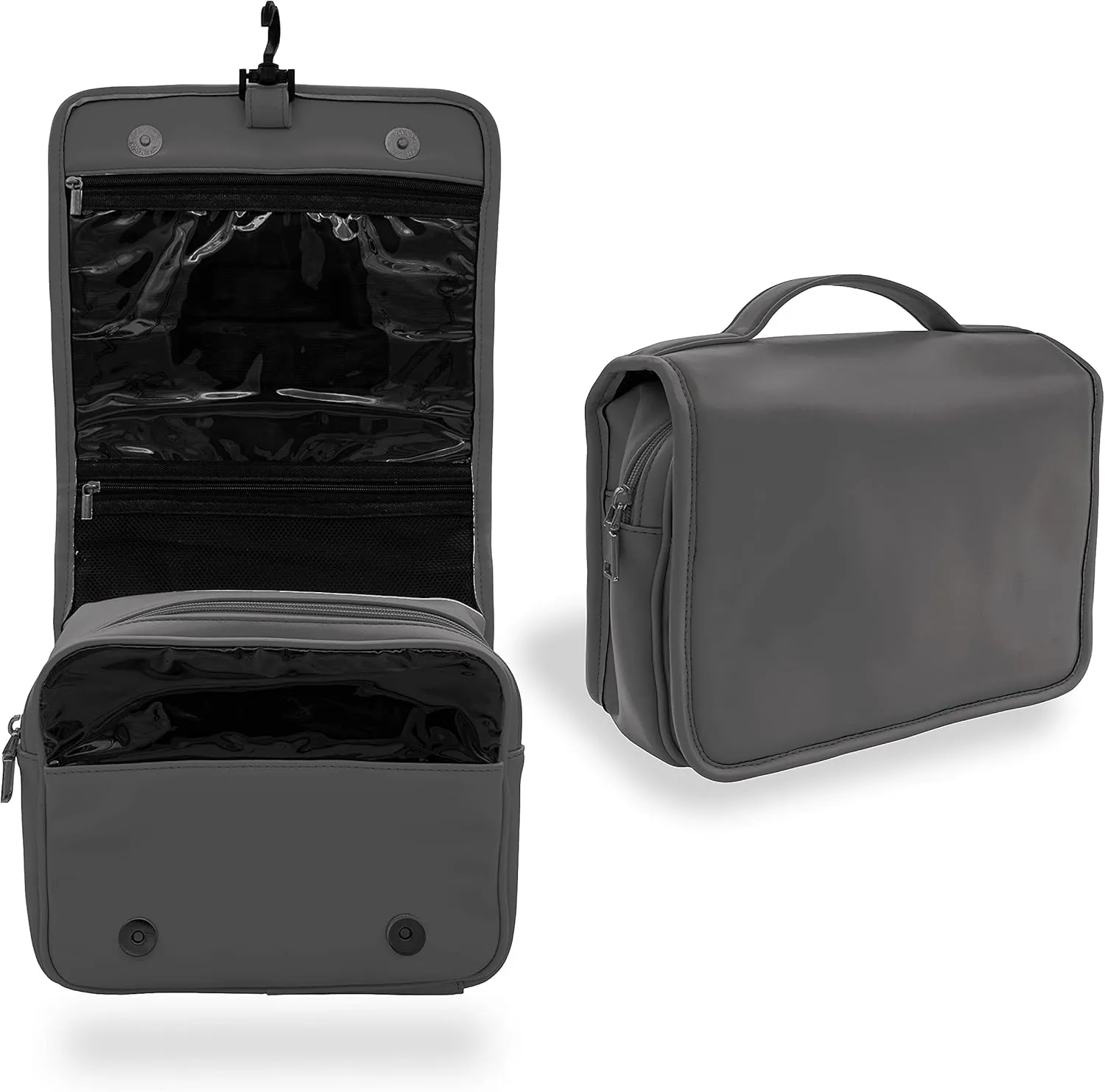 Hanging Toiletry Bag Vegan Leather, Magnetic & Zipper Closure, Travel Compact Design - Perfect for Organizing Toiletries, Makeup, and More, Hold 8-inch Containers.