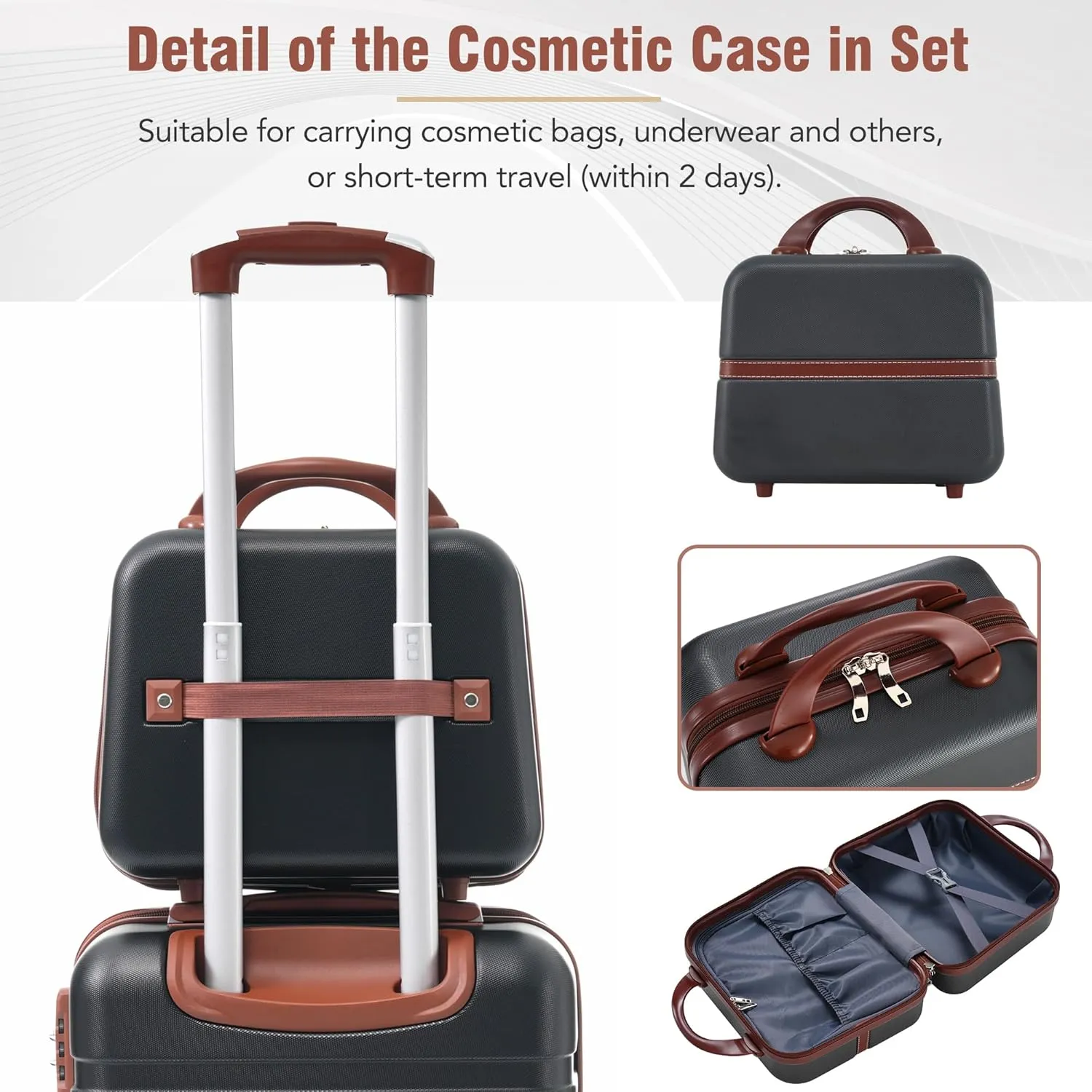 Hardshell Luggage Sets 3 Pieces 20" 28" Luggages and Cosmetic Case Spinner Suitcase with TSA Lock Lightweight (Black)
