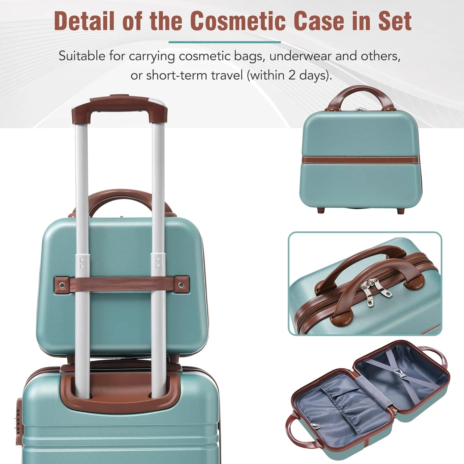 Hardshell Luggage Sets 3 Pieces 20" 28" Luggages and Cosmetic Case Spinner Suitcase with TSA Lock Lightweight (Green)