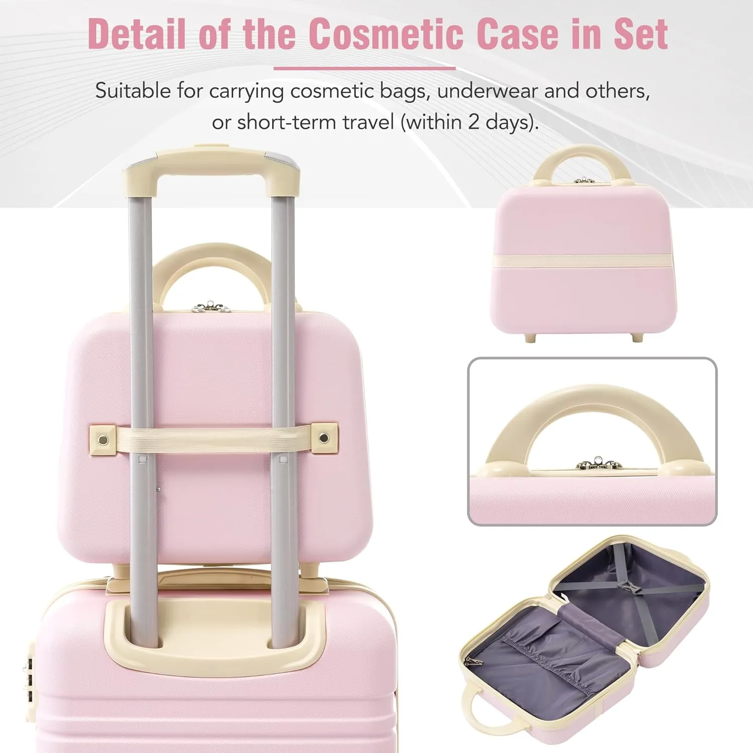 Hardshell Luggage Sets 3 Pieces 20" 28" Luggages and Cosmetic Case Spinner Suitcase with TSA Lock Lightweight (Light Pink)