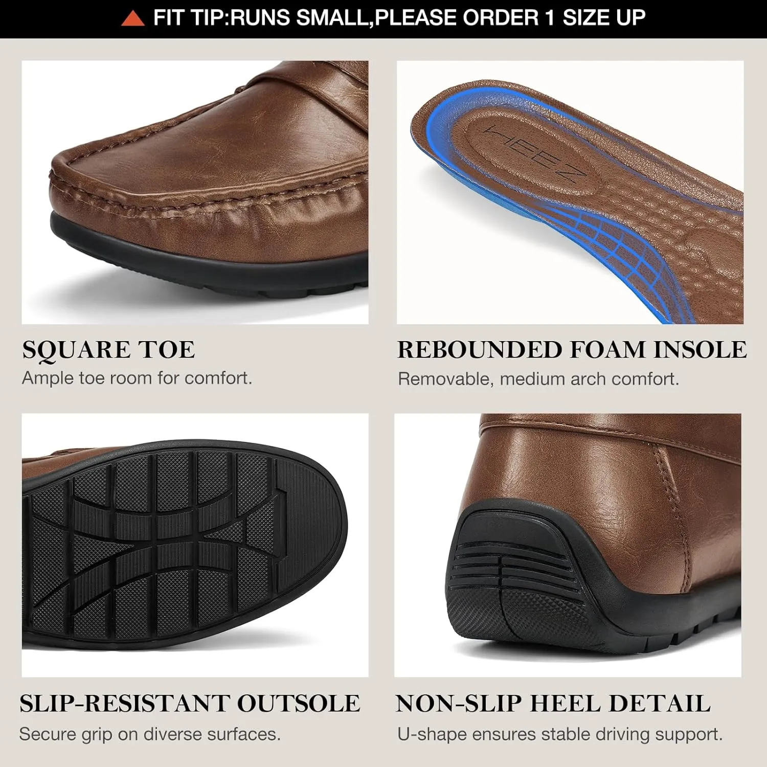 HEEZ Men's Loafers Slip On Dress Shoes Penny Loafers Leather Casual Driving Boat Shoes for Men