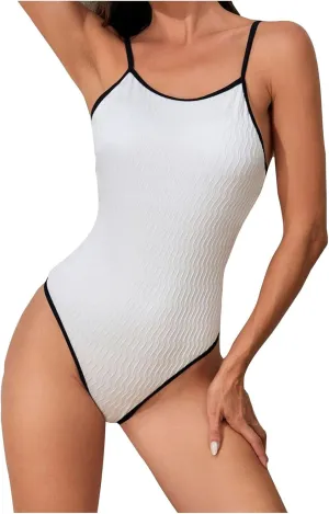 HGps8w Womens One Piece Swimsuits Tummy Control Slimming Bathing Suits Teens Basic Athletic Training Swimwear