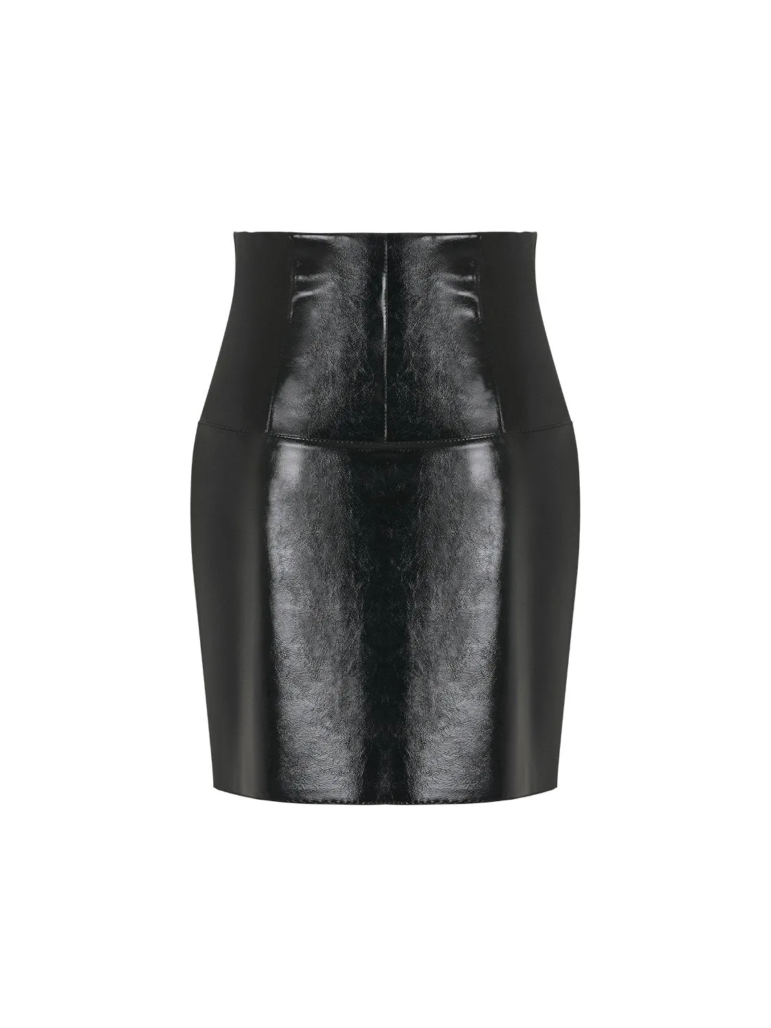 High-Waisted Faux Patent Leather Mini Skirt