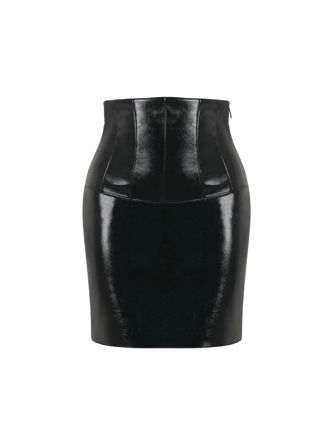 High-Waisted Faux Patent Leather Mini Skirt