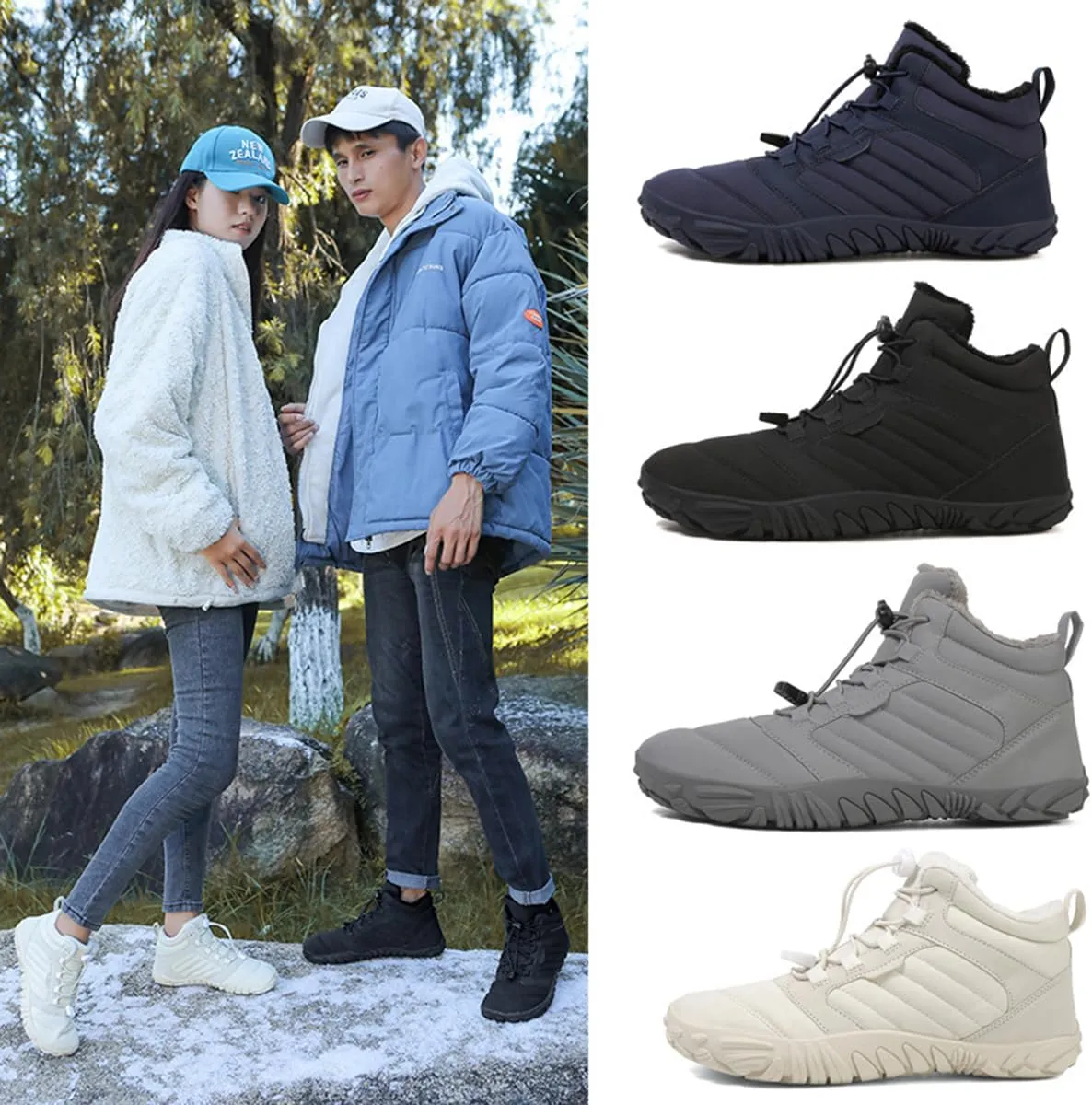 Hike Winter Footwear Barefoot Shoes Womens, Waterproof Winter Barefoot Hiking Boots Men, Anti-slip Warm Barefoot Shoes