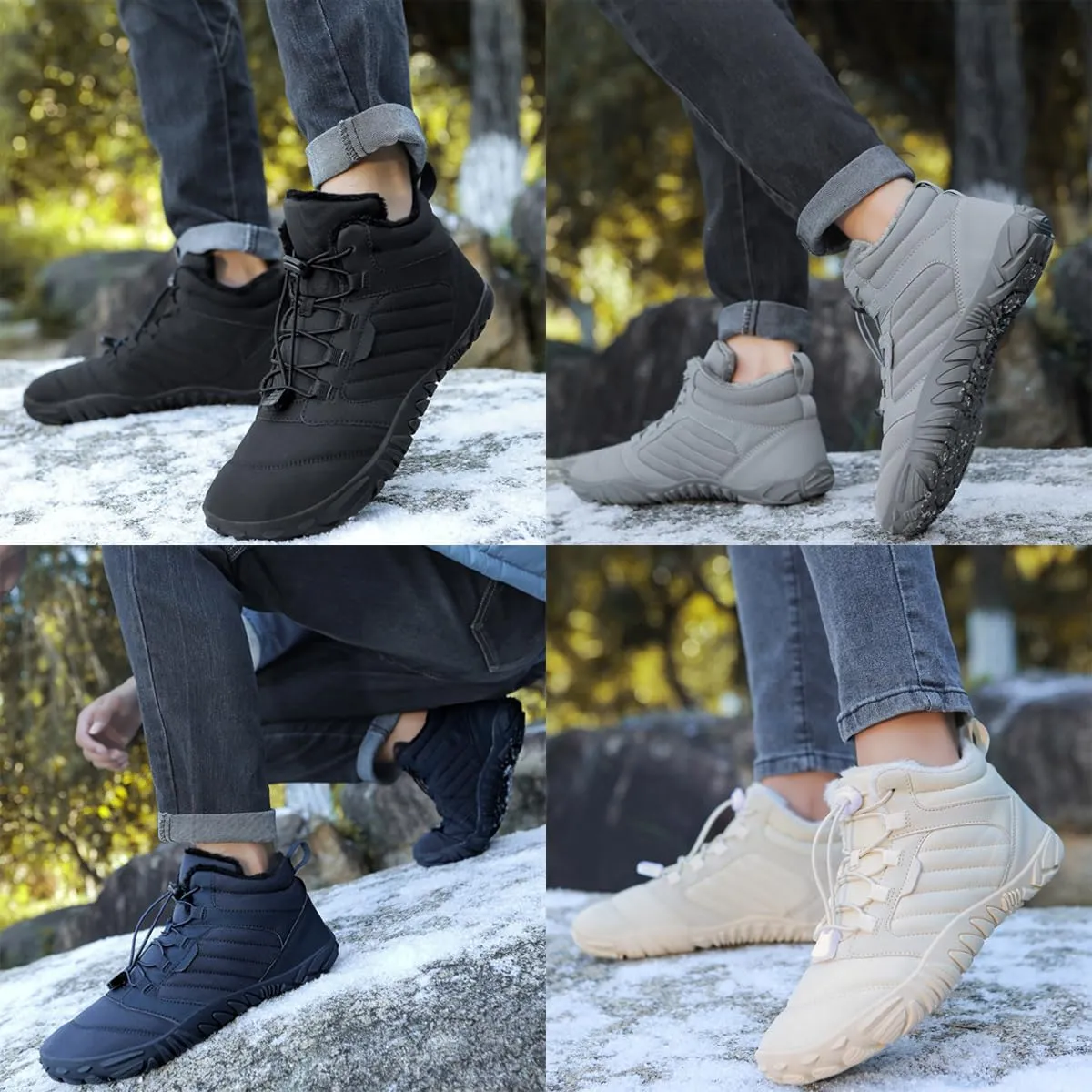Hike Winter Footwear Barefoot Shoes Womens, Waterproof Winter Barefoot Hiking Boots Men, Anti-slip Warm Barefoot Shoes