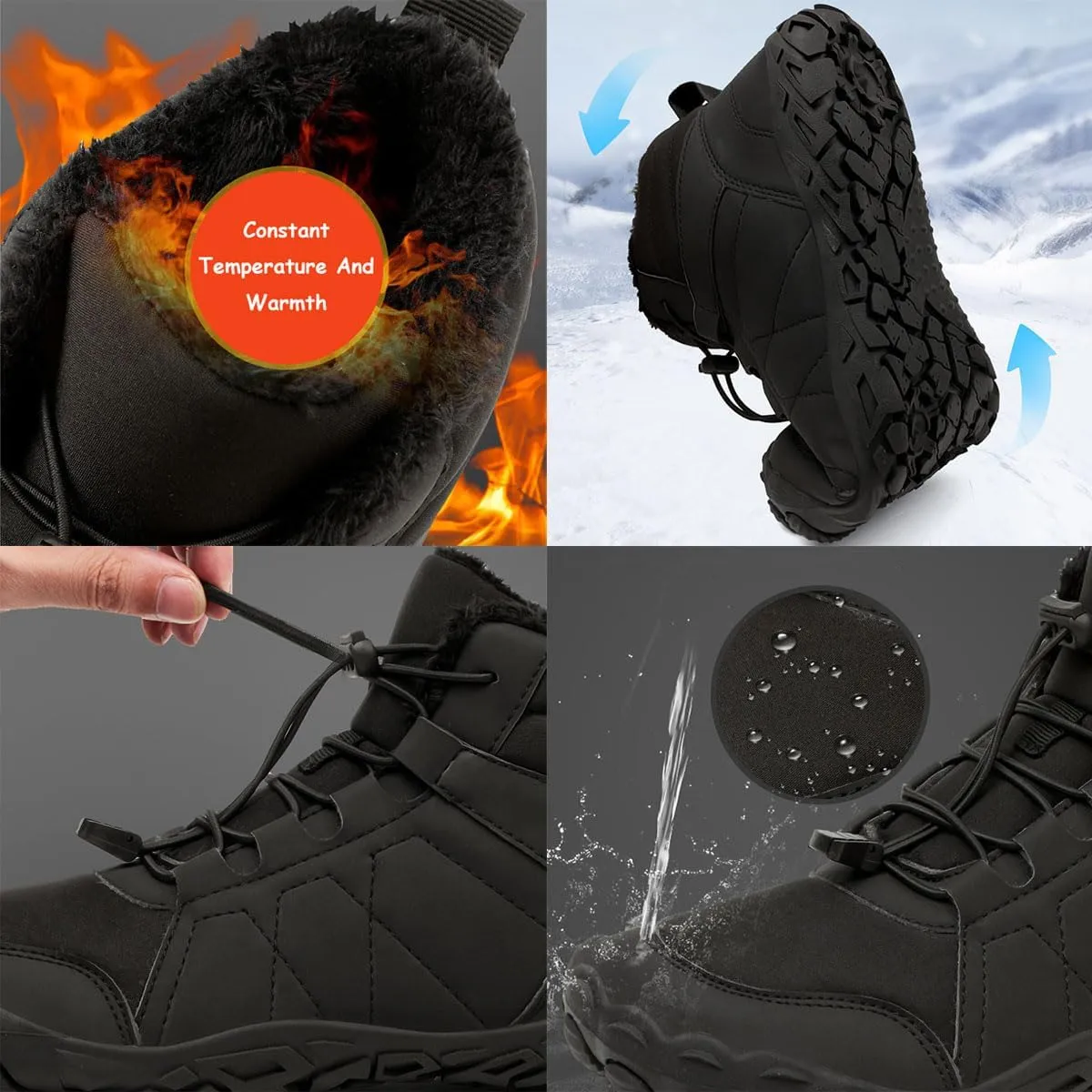 Hike Winter Footwear Barefoot Womens Boots, Hiking Winter Barefoot Shoes Men, Waterproof Wide Toe Box Barefoot Winter