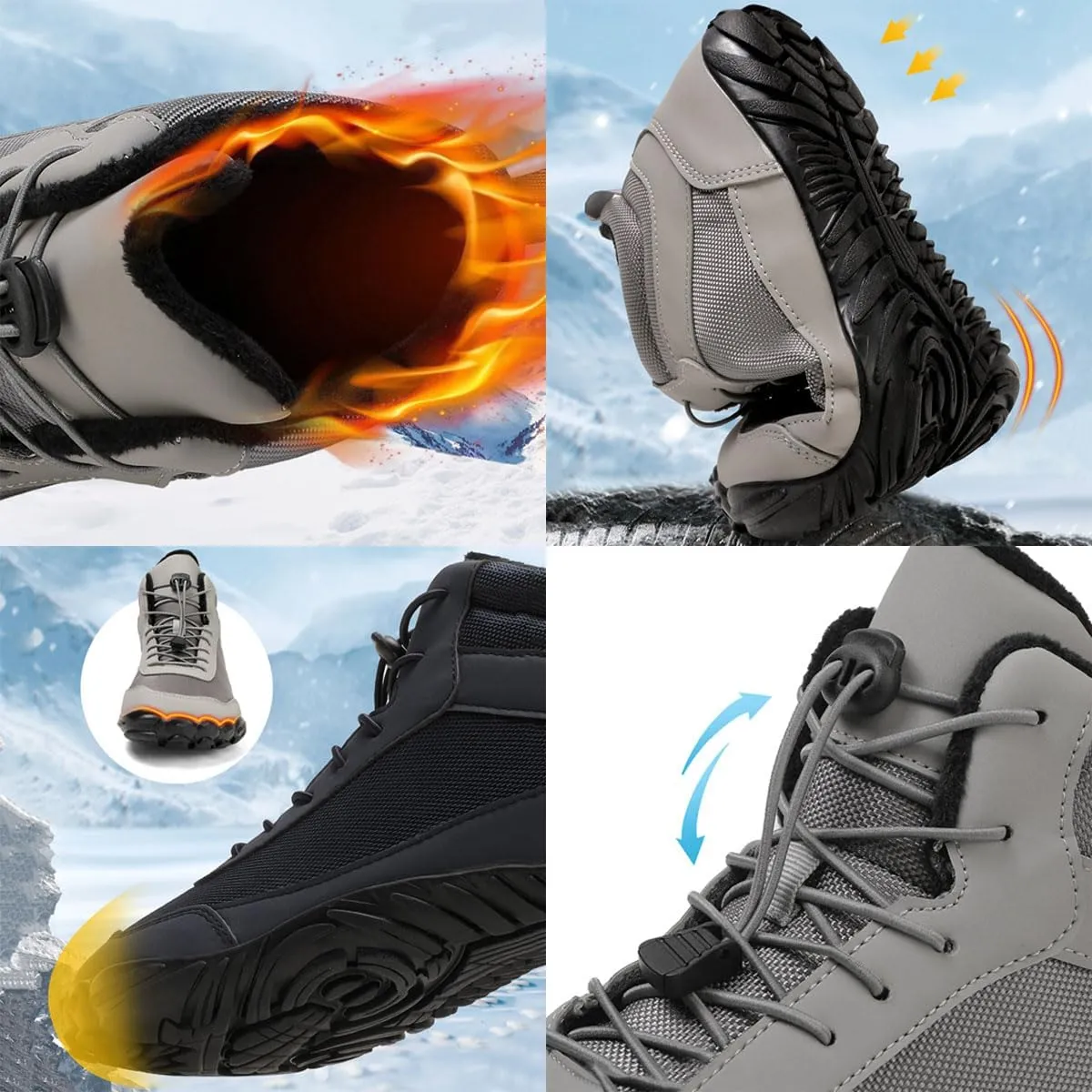 Hike Winter Footwear Barefoot Womens, Waterproof Winter Hiking Barefoot Shoes Men, Anti-slip Plush Warm Walking Barefoot Boots