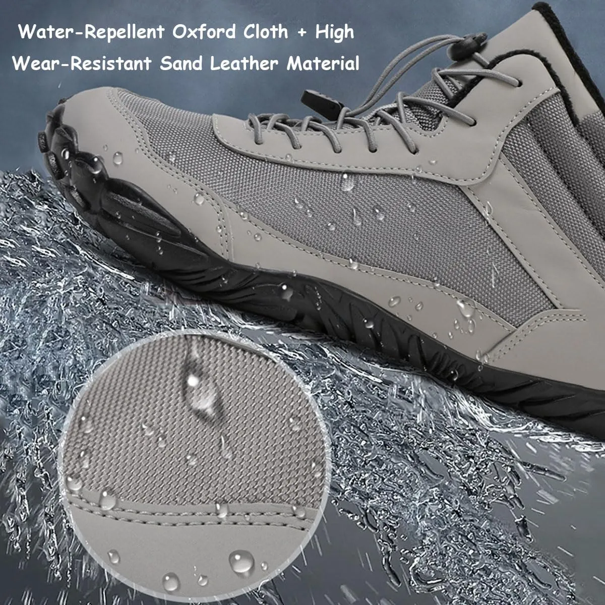 Hike Winter Footwear Barefoot Womens, Waterproof Winter Hiking Barefoot Shoes Men, Anti-slip Plush Warm Walking Barefoot Boots