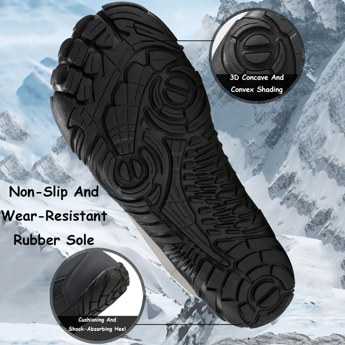 Hike Winter Footwear Barefoot Womens, Waterproof Winter Hiking Barefoot Shoes Men, Anti-slip Plush Warm Walking Barefoot Boots