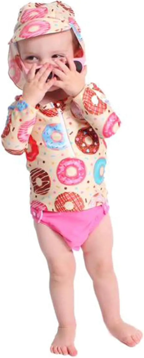 HINTINA Newborn Baby Girl Long Sleeve 2-Pieces Swimsuit Bathing Suit with Hat