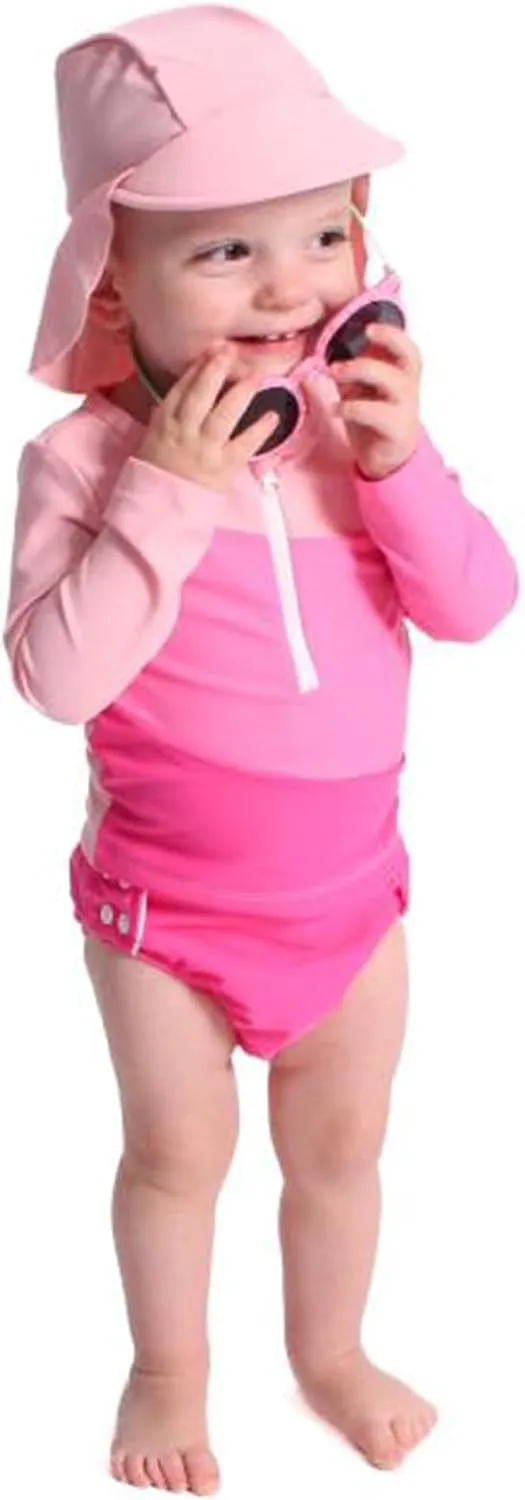 HINTINA Newborn Baby Girl Long Sleeve 2-Pieces Swimsuit Bathing Suit with Hat