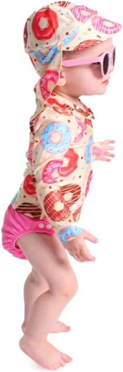 HINTINA Newborn Baby Girl Long Sleeve 2-Pieces Swimsuit Bathing Suit with Hat