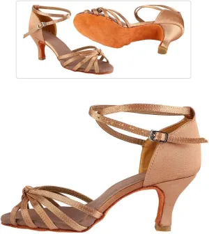 Jonlaki Ballroom Shoes, Soft Satin Latin Shoes, Women Ballroom Dancing Shoes, Social Beginner Practice Performance Shoes Latin Dance Shoes with Wear Ballroom Dance Shoes Women (40)