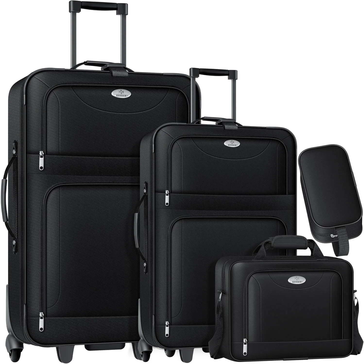 KESSER 4-Piece Trolley Suitcase Set | Travel Suitcase Set with Wheels | Complete Business Set of 4 | S M L XL | Mesh Compartment | Wheels | Telescopic Handle | Suitcase Travel Bags Fabric Case |