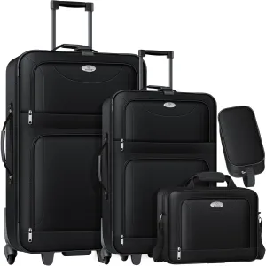 KESSER 4-Piece Trolley Suitcase Set | Travel Suitcase Set with Wheels | Complete Business Set of 4 | S M L XL | Mesh Compartment | Wheels | Telescopic Handle | Suitcase Travel Bags Fabric Case |