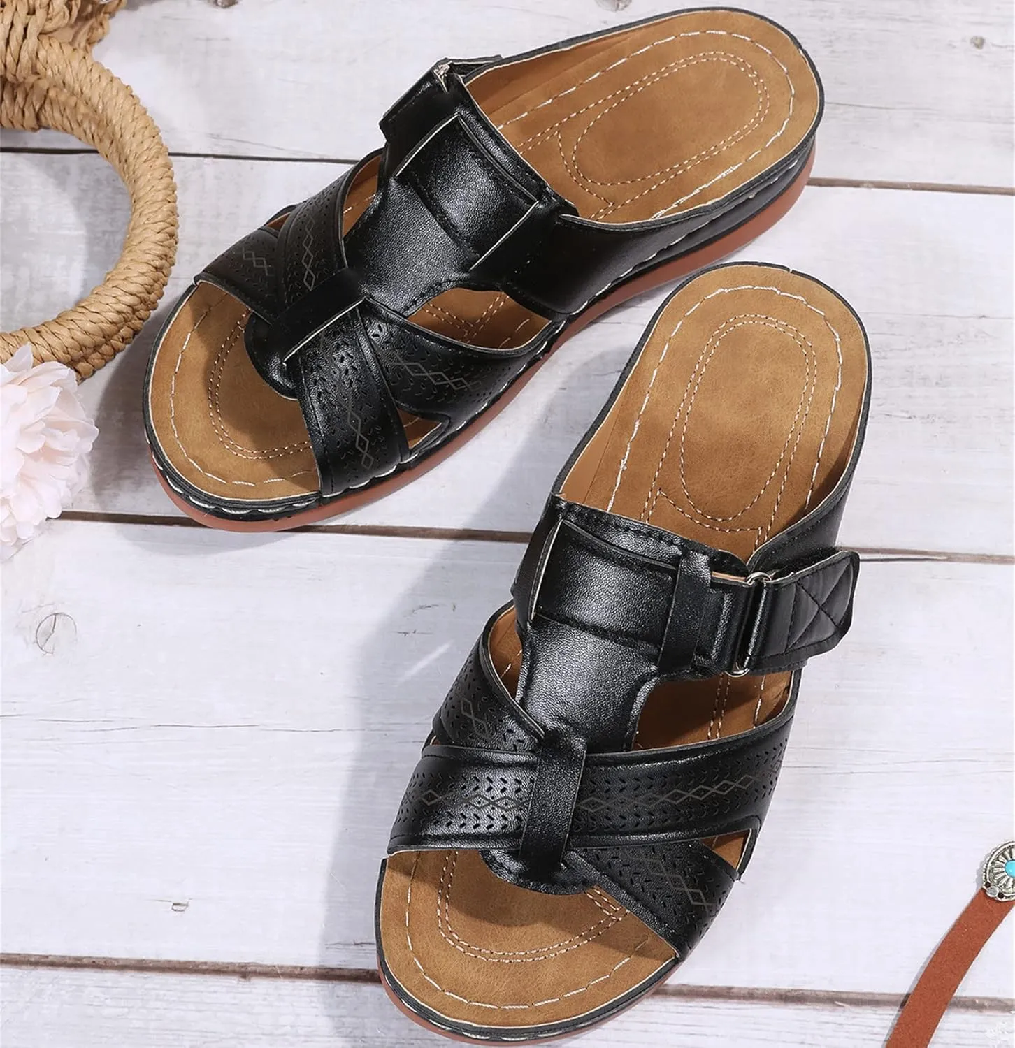 Ladmiple Orthopedic Sandals For Women Elegant Comfortable Walking Flip Flops Dressy Summer Orthotic Slides with Arch Support