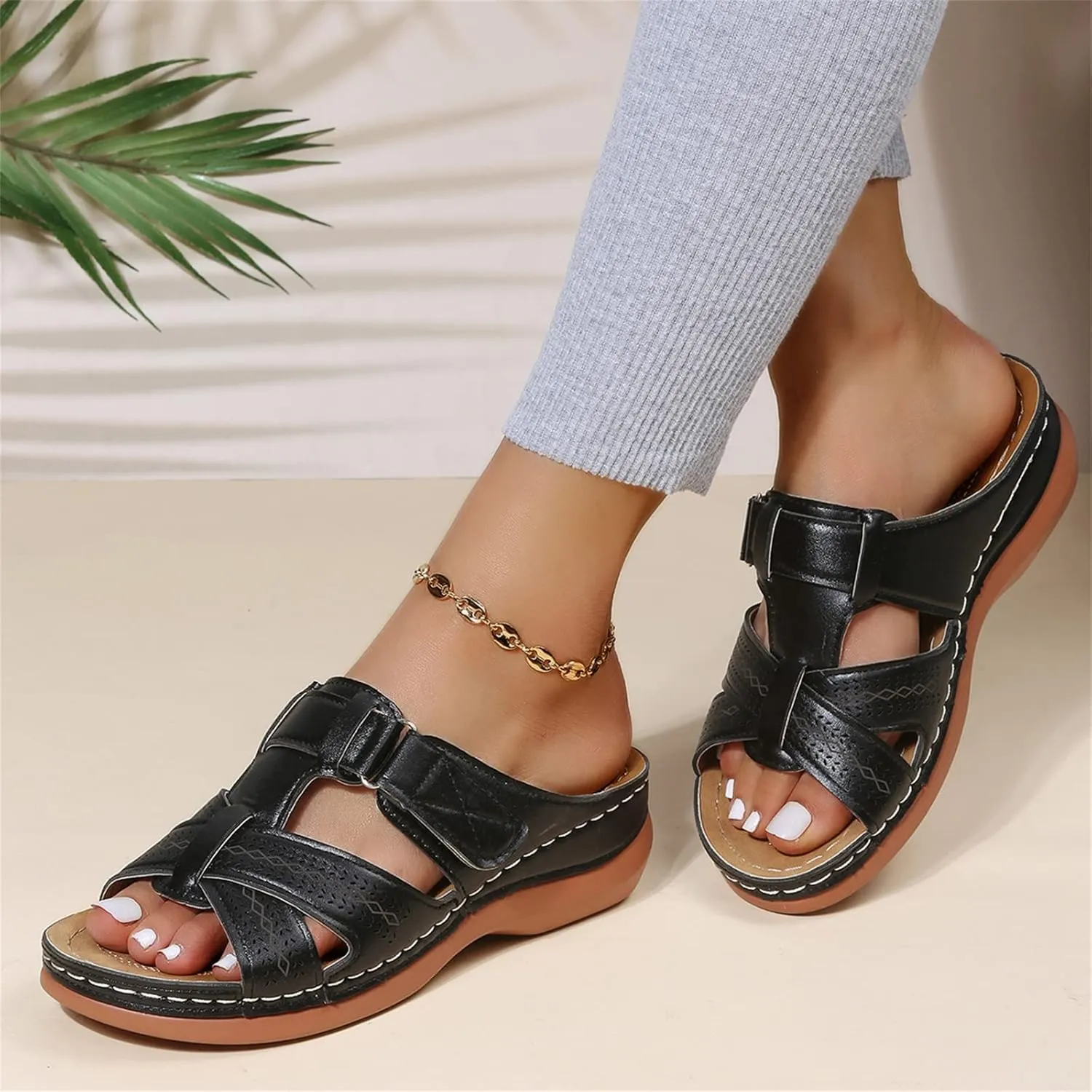 Ladmiple Orthopedic Sandals For Women Elegant Comfortable Walking Flip Flops Dressy Summer Orthotic Slides with Arch Support