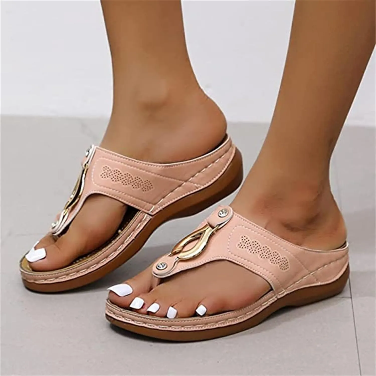Ladmiple Orthotic Sandals For Women With Arch Support Comfortable Walking Flip Flops Dressy Summer Orthopedic Slides Shoes