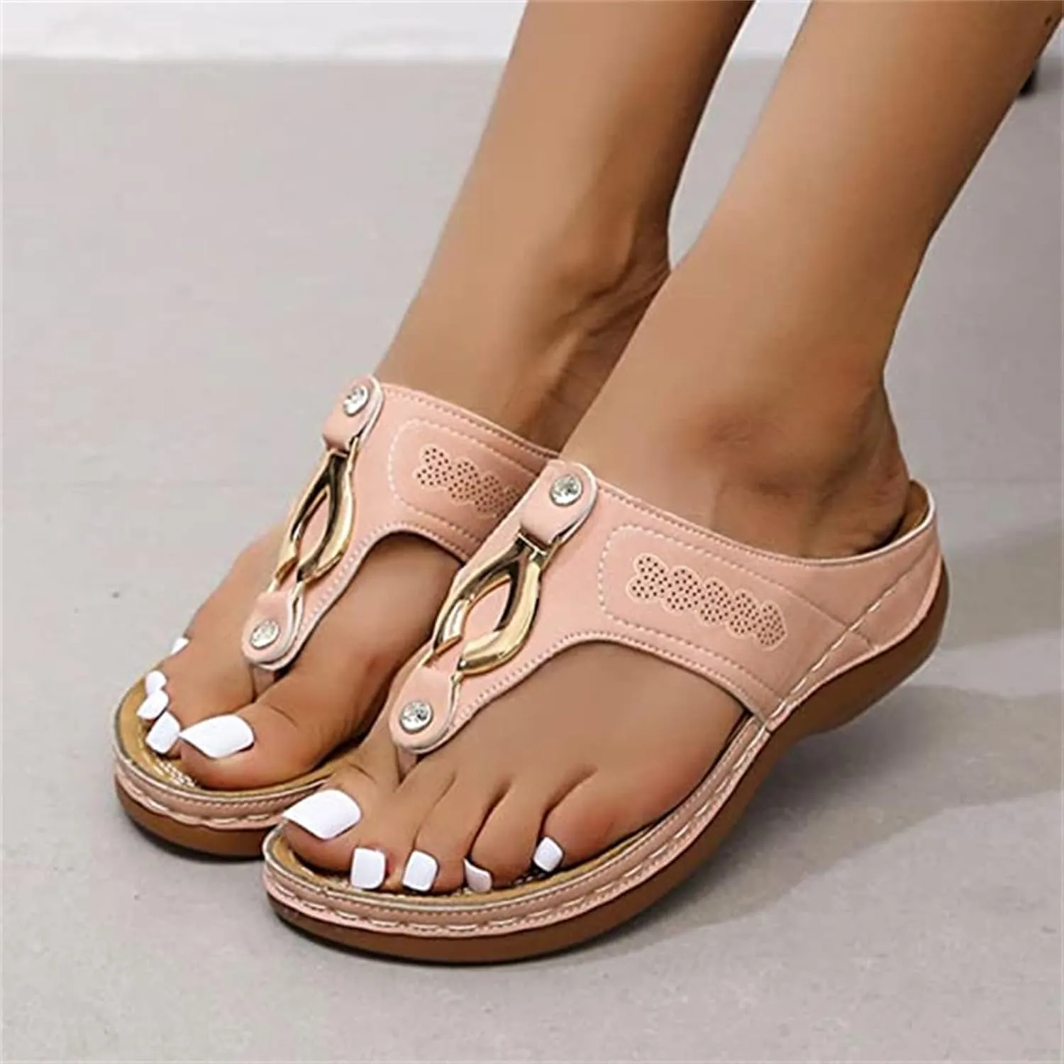 Ladmiple Orthotic Sandals For Women With Arch Support Comfortable Walking Flip Flops Dressy Summer Orthopedic Slides Shoes