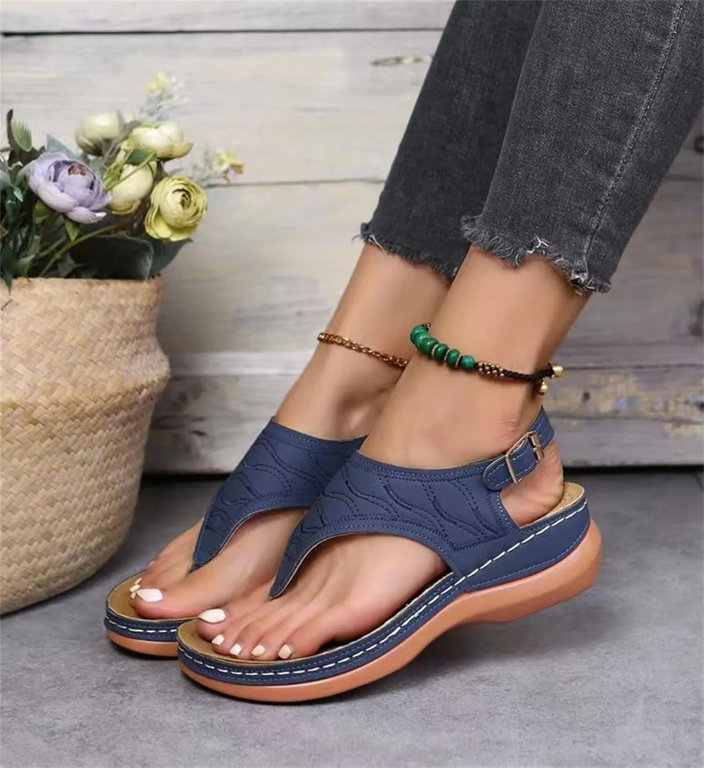 Ladmiple Orthotic Sandals For Women With Arch Support Orthopedic Slides Slippers for Plantar Fasciitis Summer Flip Flops