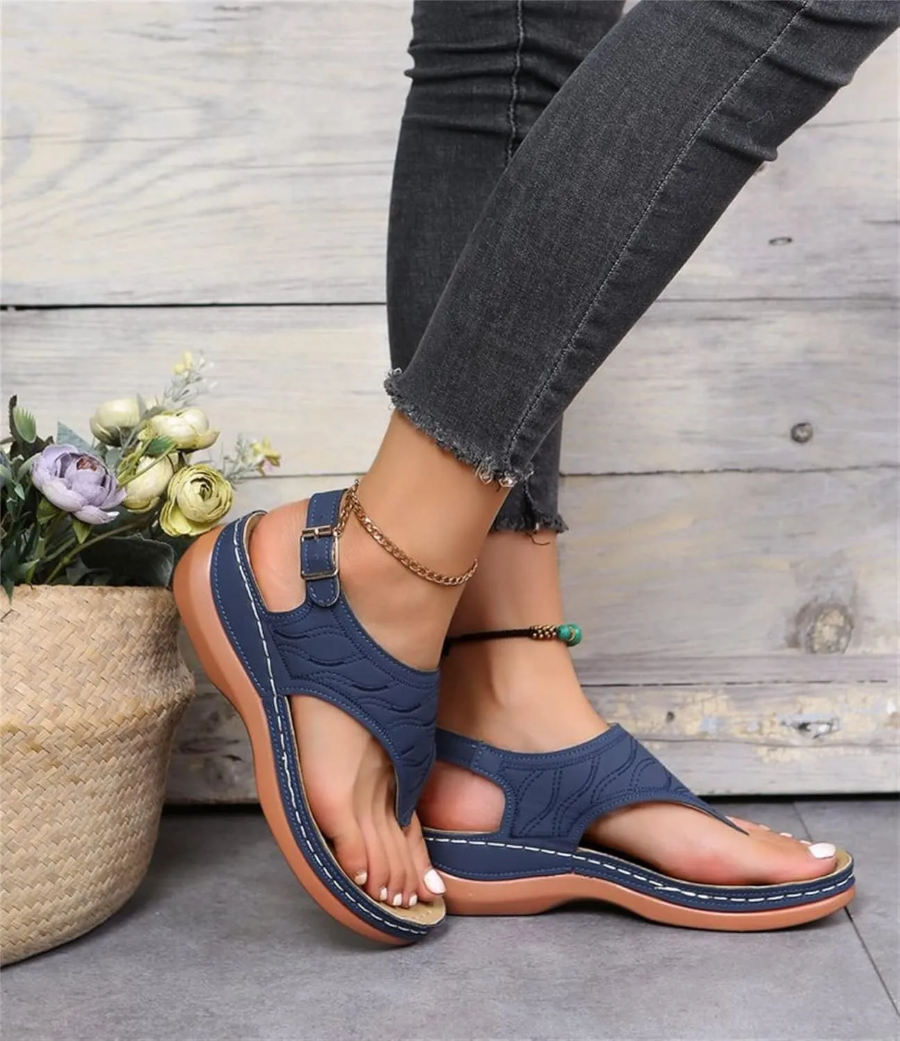 Ladmiple Orthotic Sandals For Women With Arch Support Orthopedic Slides Slippers for Plantar Fasciitis Summer Flip Flops