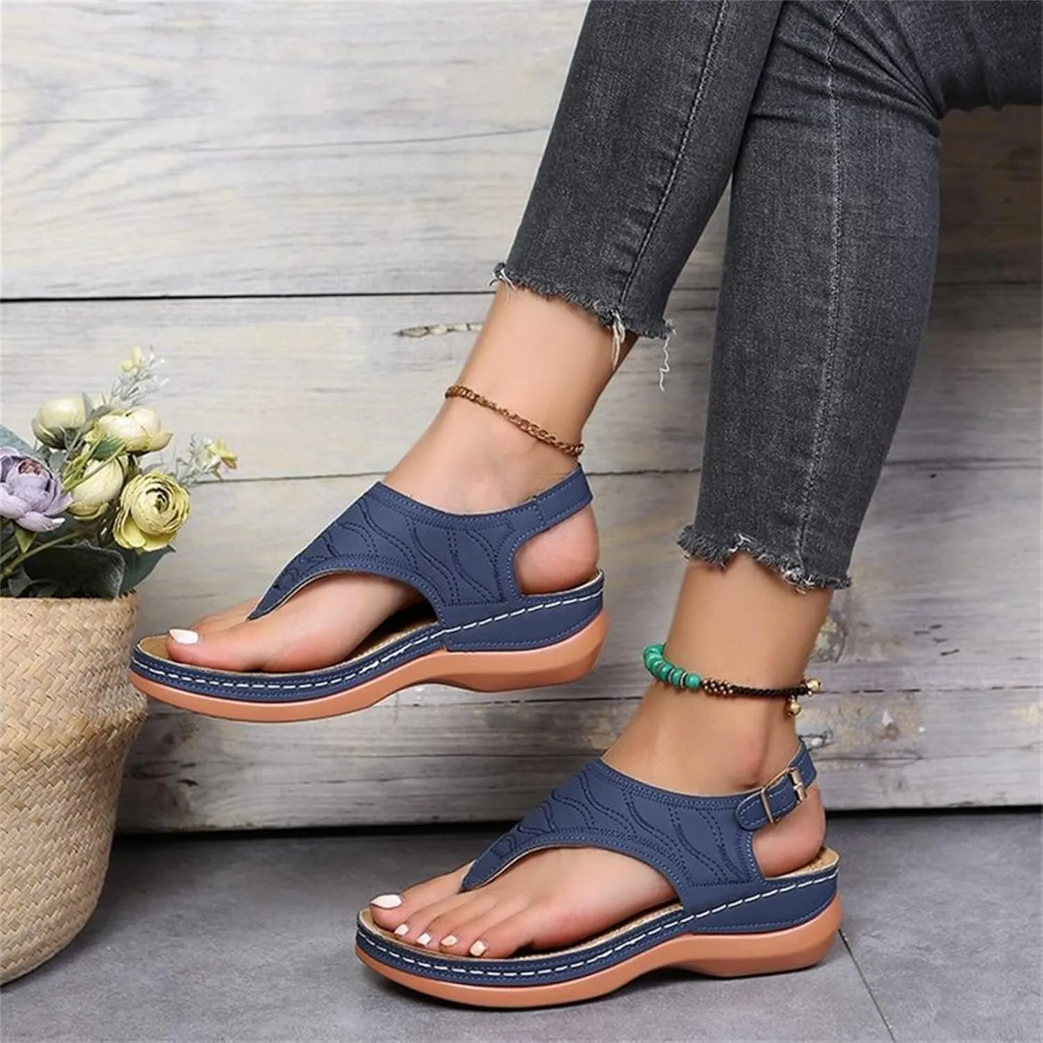 Ladmiple Orthotic Sandals For Women With Arch Support Orthopedic Slides Slippers for Plantar Fasciitis Summer Flip Flops