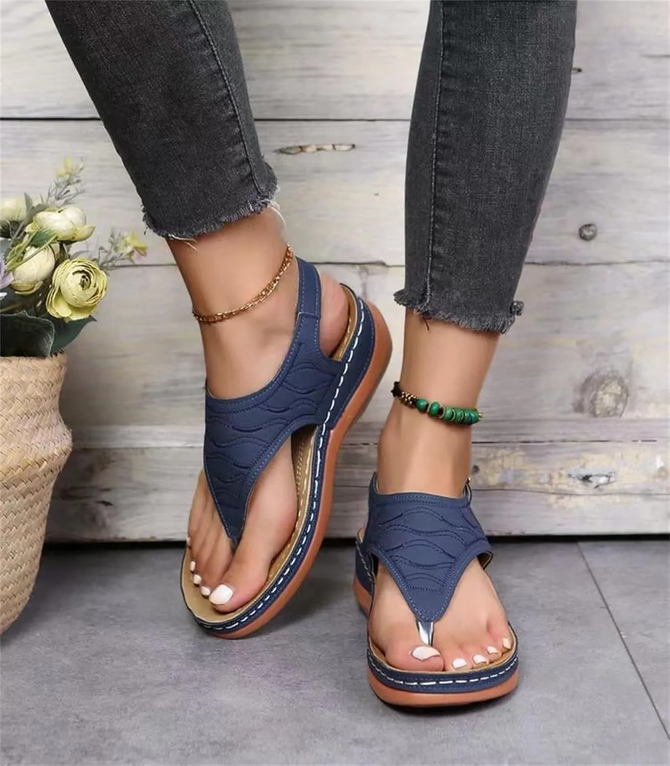 Ladmiple Orthotic Sandals For Women With Arch Support Orthopedic Slides Slippers for Plantar Fasciitis Summer Flip Flops