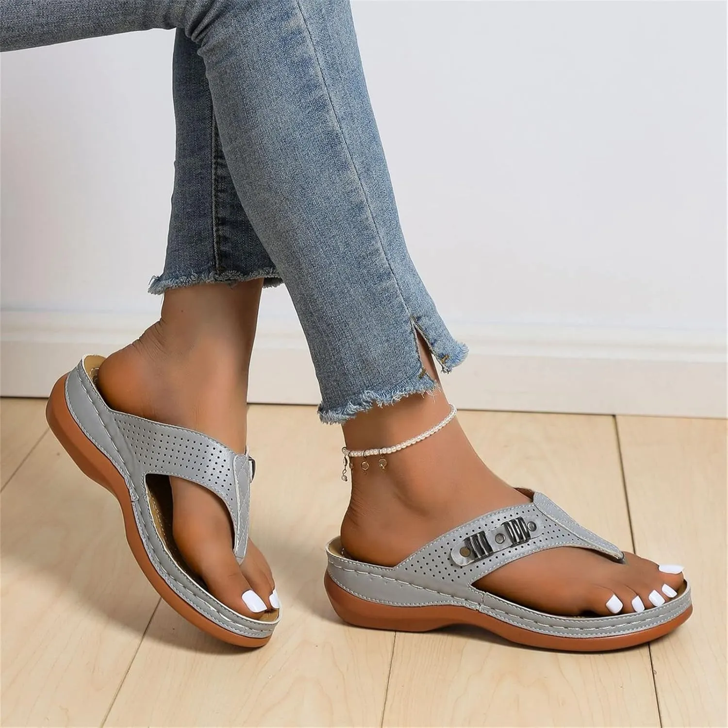 Ladmiple Orthotic Sandals Women Plantar Fasciitis Arch Support Comfortable Dressy Casual Summer Walking Orthopedic Flip Flops