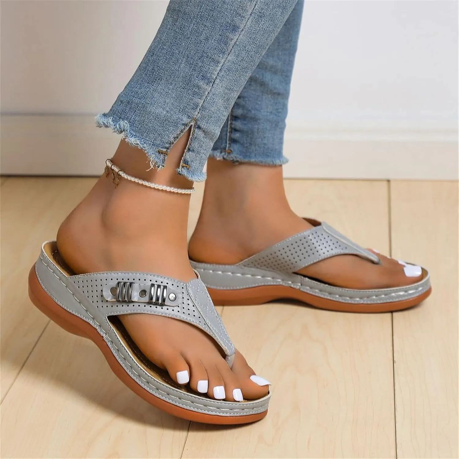 Ladmiple Orthotic Sandals Women Plantar Fasciitis Arch Support Comfortable Dressy Casual Summer Walking Orthopedic Flip Flops