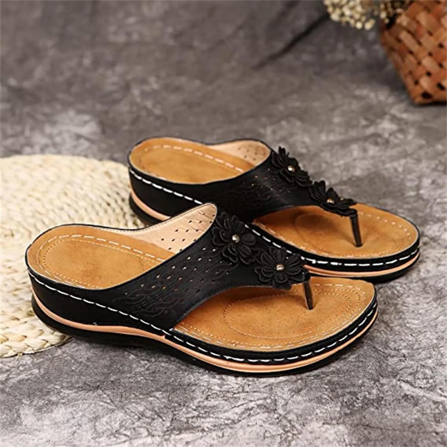 Ladmiple Orthotic Sandals Women Plantar Fasciitis Arch Support Comfortable Orthopedic Flip Flops Dressy Summer Walking Slides